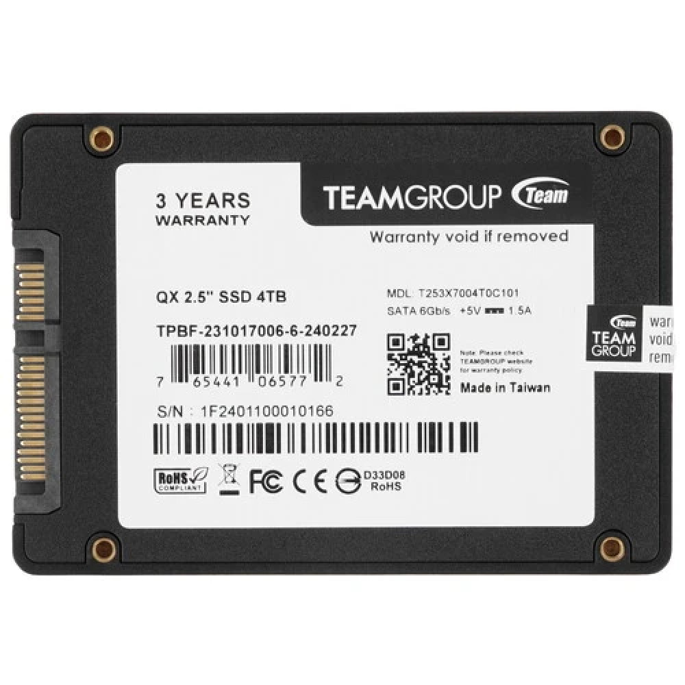 Жесткий диск Team Group QX T253X7004T0C101 SSD (твердотельные), 4 ТБ, 2.5 дюйма, SATA - миниатюра 2