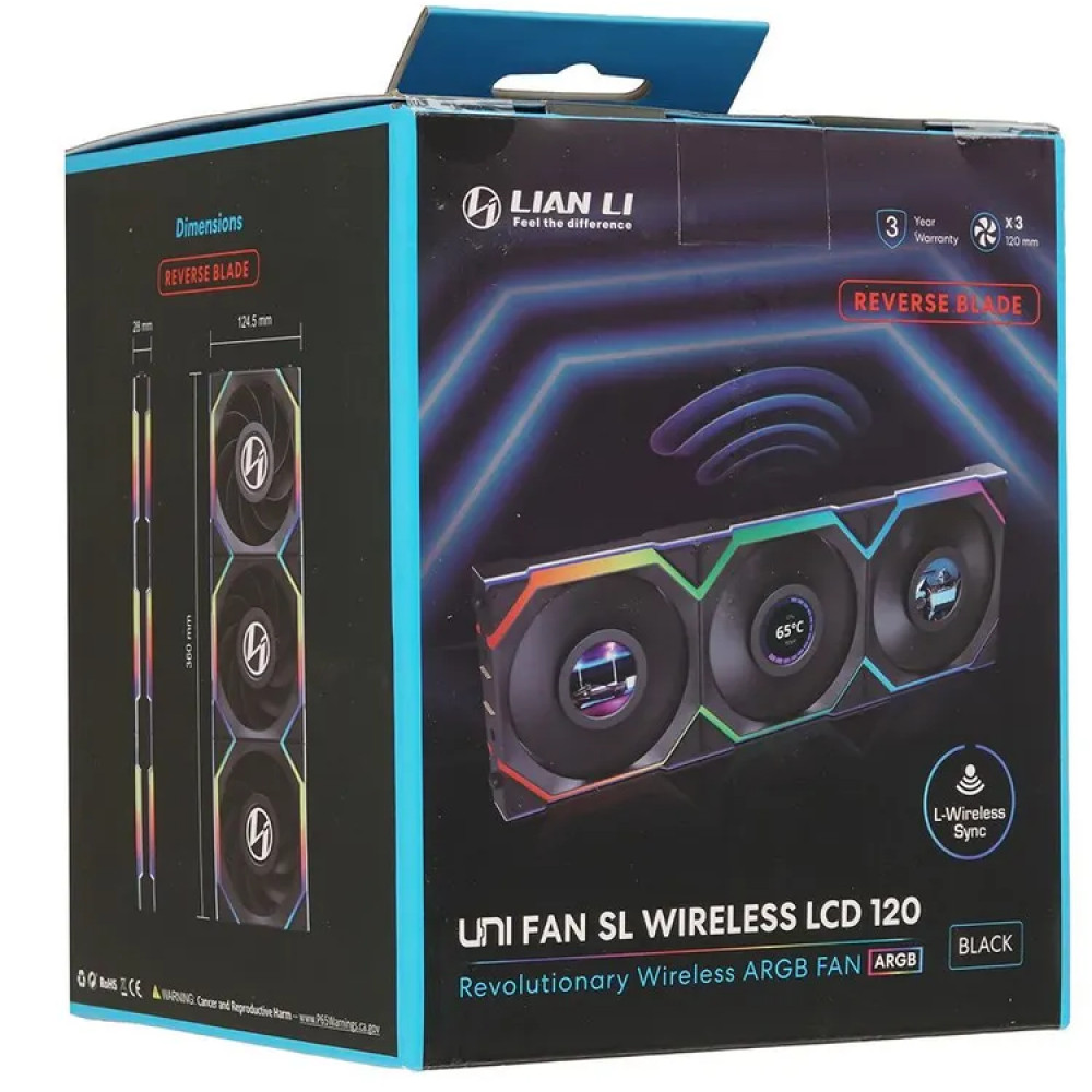 Система охлаждения Lian Li UNI FAN SL WIRELESS LCD 3x120mm Black G99.12SLLCD1W3B.00 Для системного блока - миниатюра 4