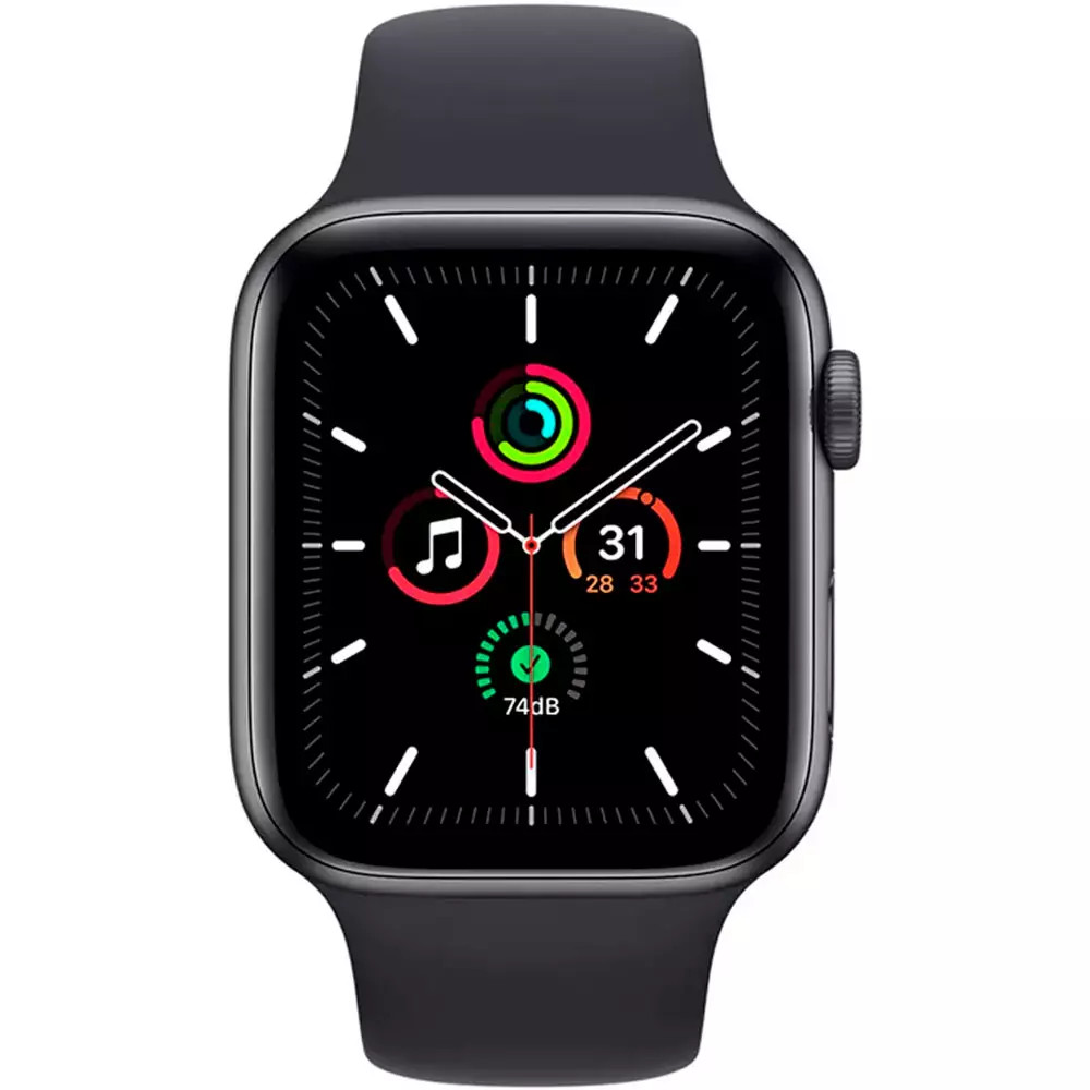 Apple Watch SE GPS, 44mm Space Grey Aluminium Case with Midnight Sport Band - Regular MKQ63GK Смарт-часы - миниатюра 2