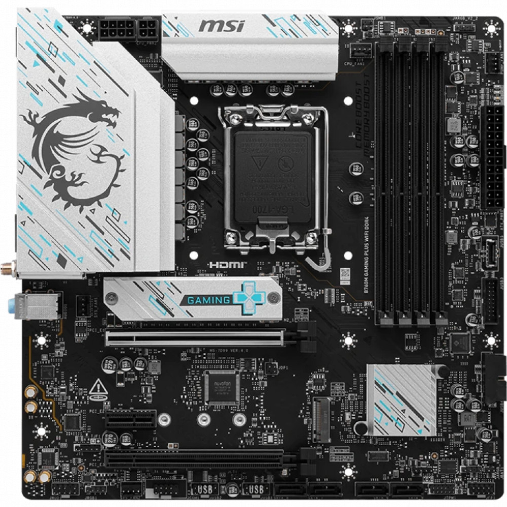 Материнская плата MSI B760M GAMING PLUS WIFI DDR4 B760M GAMING PLUS WIFI DDR4_ Micro-ATX, LGA 1700 — фото товара