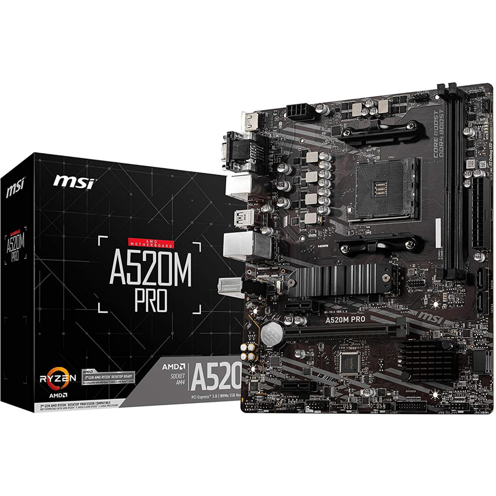 Материнская плата MSI A520M PRO Micro-ATX, AMD AM4 - миниатюра 7