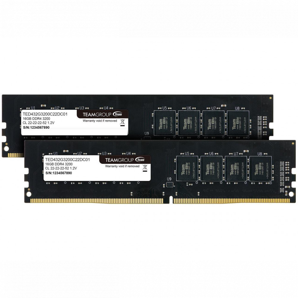 ОЗУ Team Group 2x16Gb TED432G3200C22DC01 DIMM, DDR4, 32 Гб (2 х 16 Гб), 3200 МГц — фото товара