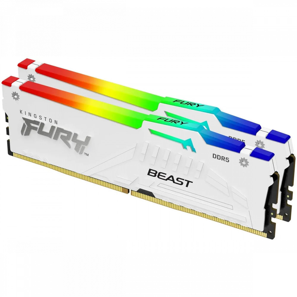 ОЗУ Kingston FURY Beast White RGB KF560C30BWEAK2-32 DIMM, DDR5, 32 Гб (2 х 16 Гб), 6000 МГц — фото товара