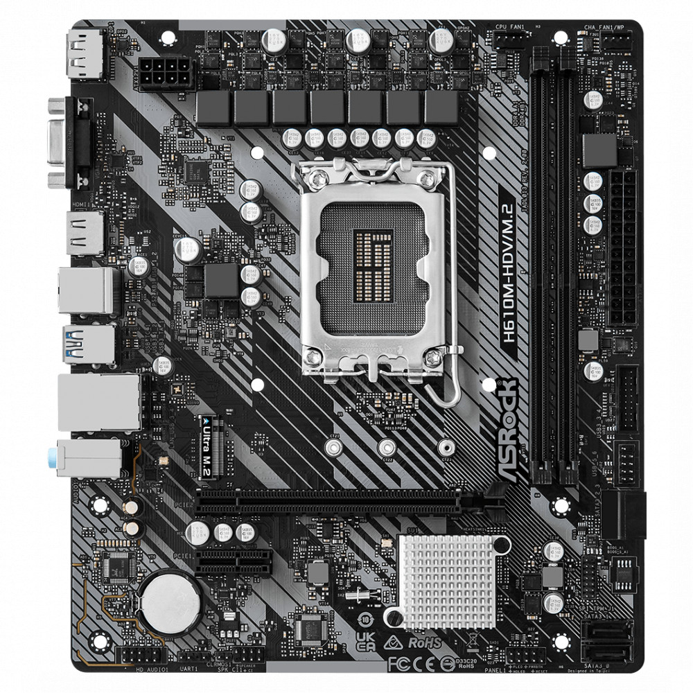 Материнская плата ASRock H610M-HDV/M.2 R2.0 DDR4 Micro-ATX, LGA 1700 — фото товара