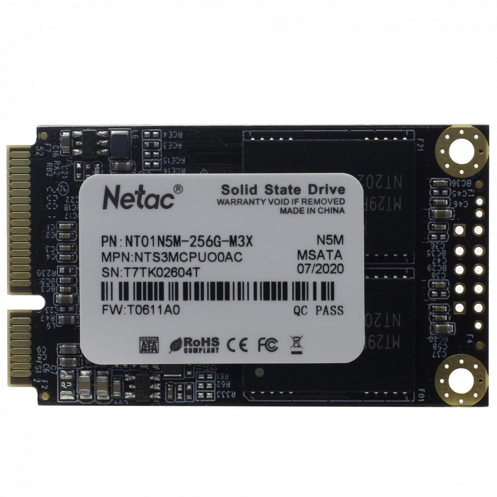 Жесткий диск Netac NT01N5M-256G-M3X SSD (твердотельные), 256 ГБ, mSATA, SATA — фото товара