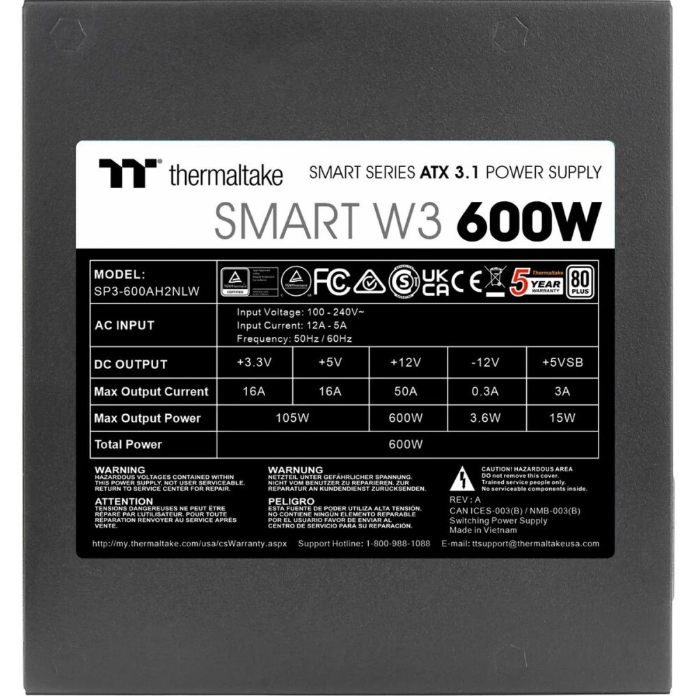Блок питания Thermaltake Smart W3 600W PS-SPW-0600NNFAWE-1 600 Вт - миниатюра 4