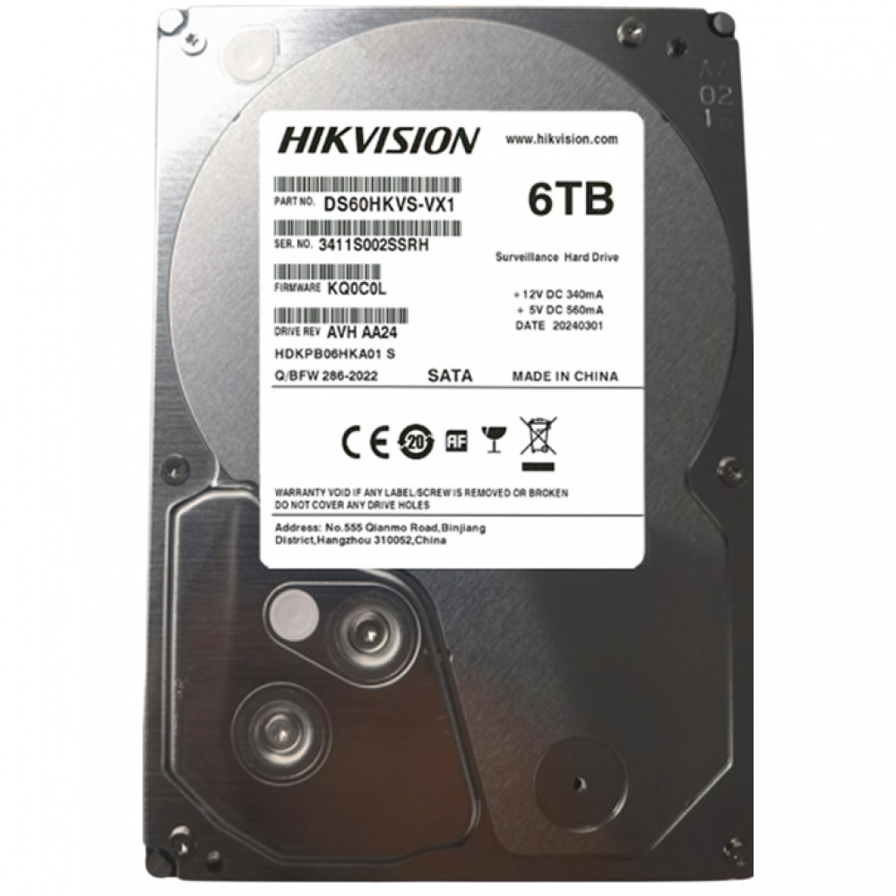 Жесткий диск Hikvision DS60HKVS-VX1 HDD (классические), 6 ТБ, 3.5 дюйма, SATA — фото товара