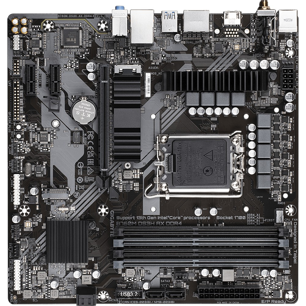 Материнская плата Gigabyte B760M DS3H AX DDR4 (R1.0/1.2) ATX, LGA 1700 - миниатюра 4