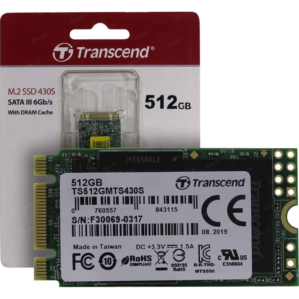 Жесткий диск Transcend TS512GMTS430S SSD (твердотельные), 512 ГБ, M.2, SATA - миниатюра 2