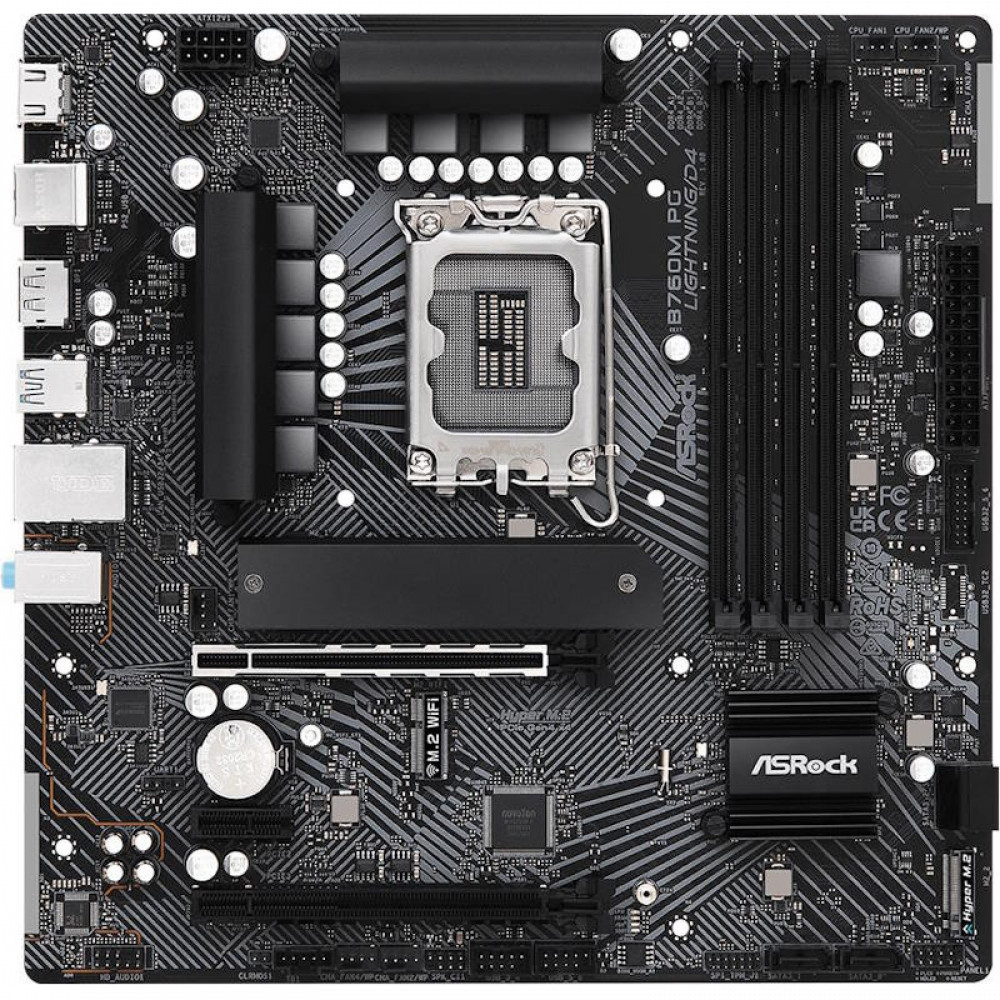 Материнская плата ASRock B760M PG LIGHTNING/D4 Micro-ATX, LGA 1700 - миниатюра 3