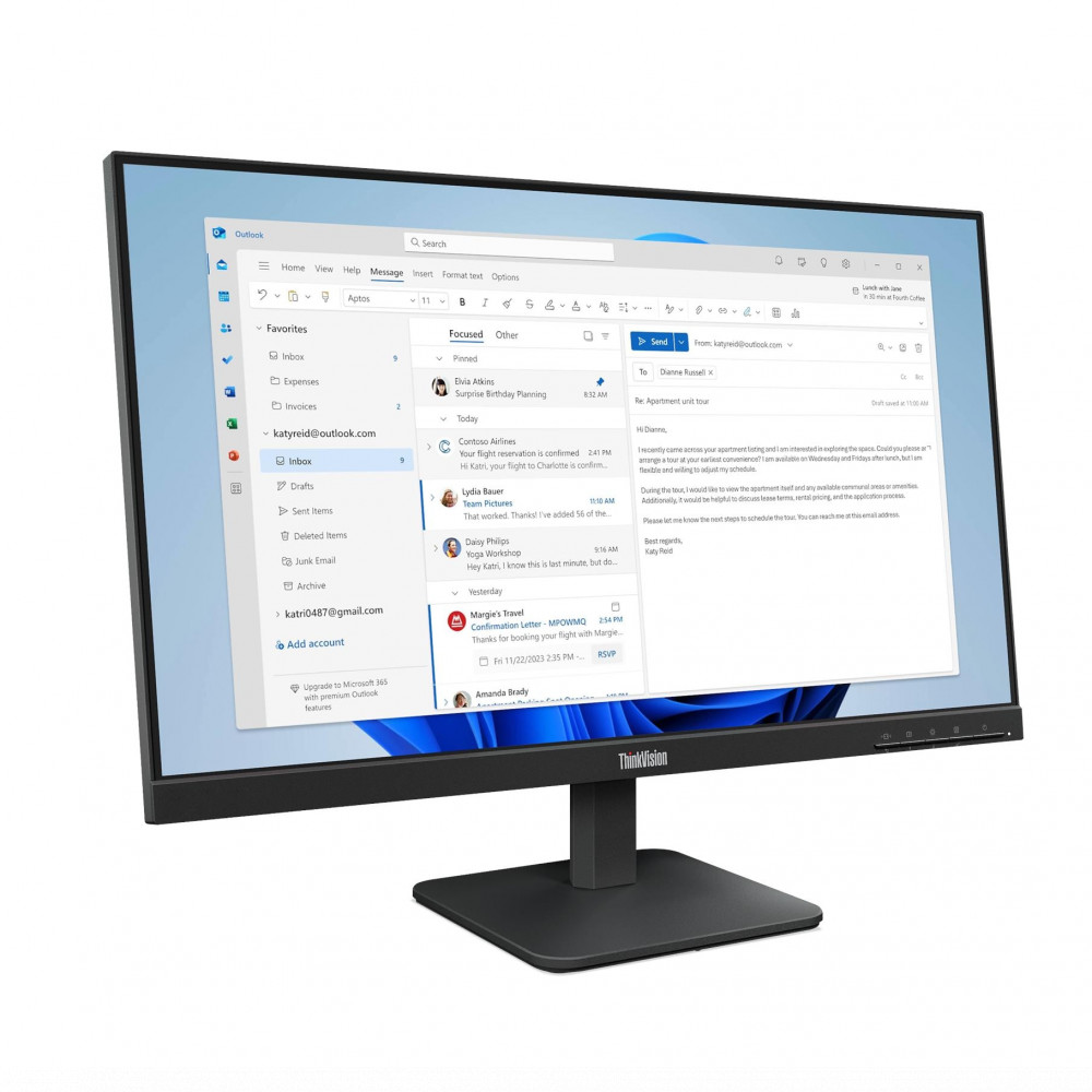 Монитор Lenovo ThinkVision S24-4e 64B5KAT1EU 23.8 ", IPS, Full HD 1920x1080 (16:9), 100 Гц - миниатюра 2