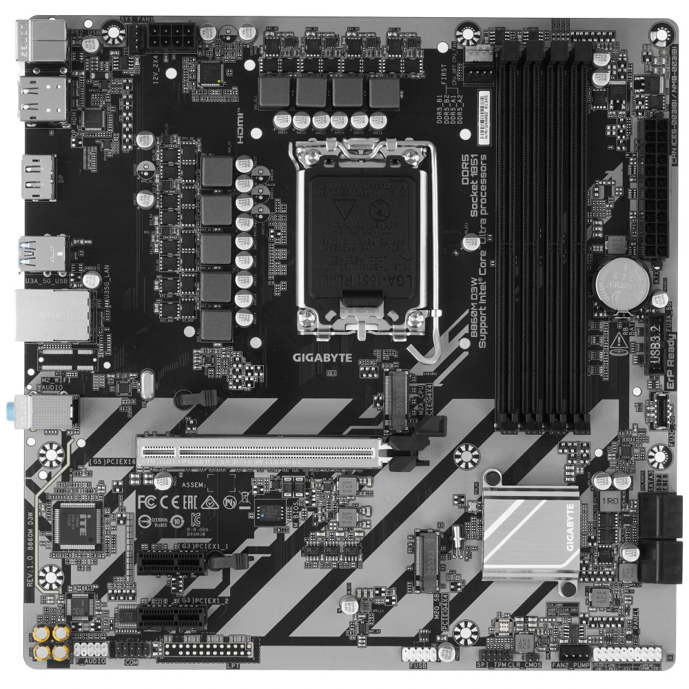 Материнская плата Gigabyte B860M D3W Micro-ATX, LGA 1851 — фото товара