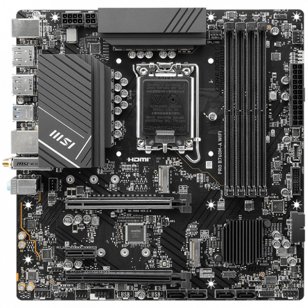 Материнская плата MSI PRO B760M-A WIFI Micro-ATX, LGA 1700 - миниатюра 2