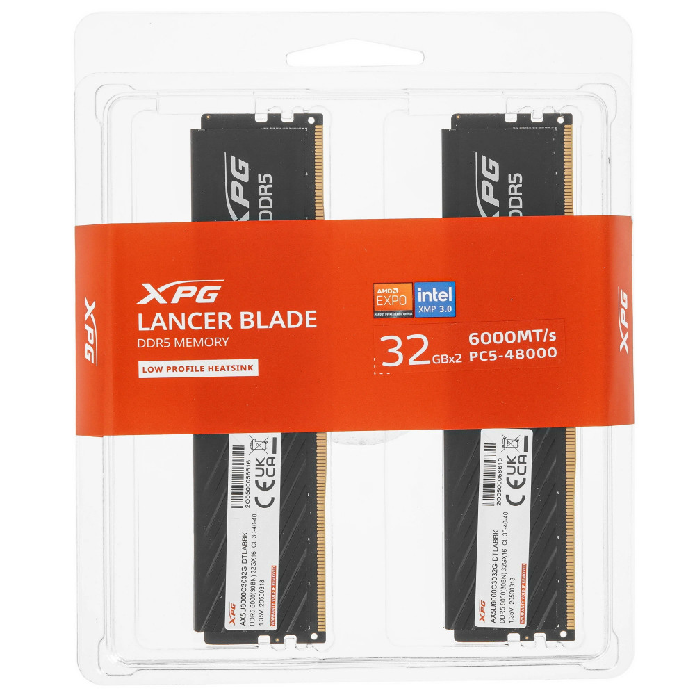 ОЗУ A-Data XPG Lancer Blade [AX5U6000C3032G-DTLABBK] DIMM, DDR5, 64 Гб (2 х 32 Гб), 6000 МГц - миниатюра 2