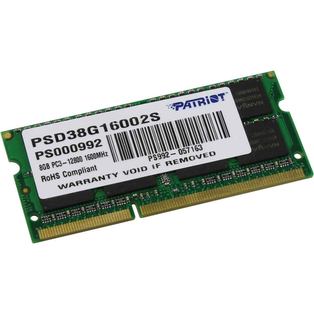 ОЗУ Patriot 8 Гб PSD38G16002S SO-DIMM, DDR3, 8 Гб, 1600 МГц — фото товара