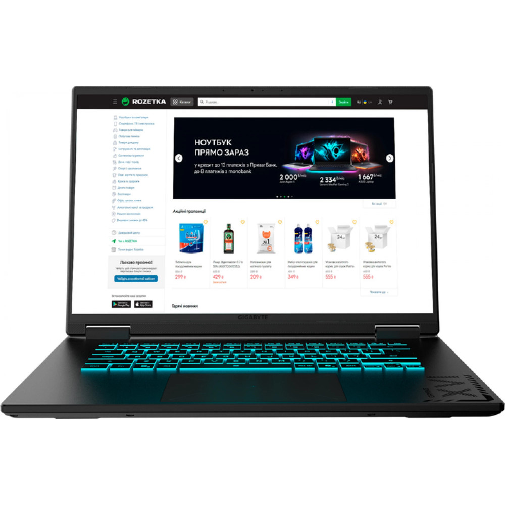 Ноутбук Gigabyte 3VHK3EE893SD 16 ", WUXGA 1920x1200 (16:10), AMD, Ryzen 7, 32 Гб, 1 ТБ, nVidia GeForce RTX 5060 — фото товара