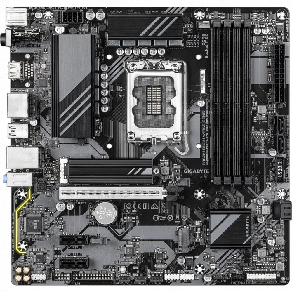 Материнская плата Gigabyte B760M DS3H WIFI6E GEN5 Micro-ATX, LGA 1700 - миниатюра 2