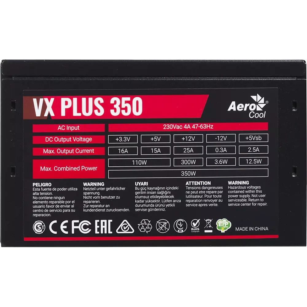 Блок питания Aerocool VX PLUS Stealth 350 ACPN-VS35NEY.12 350 Вт - миниатюра 4