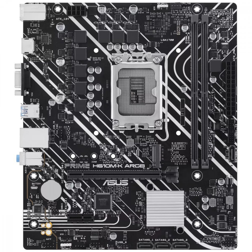 Материнская плата Asus PRIME H610M-K ARGB H610 90MB1G90-M0EAY0 Micro-ATX, LGA 1700 — фото товара