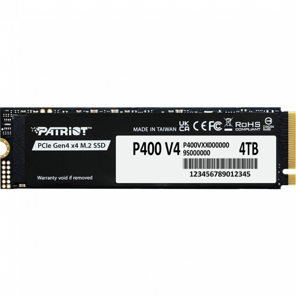 Жесткий диск Patriot SSD 4Tb Patriot P400 V4 (P400VP4TBM28H) SSD (твердотельные), 4 ТБ, M.2, PCIe — фото товара