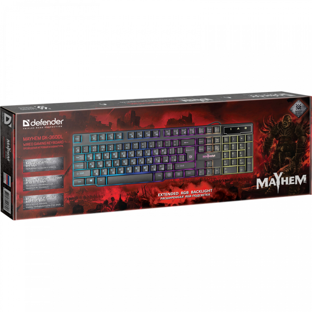 Клавиатура Defender Mayhem GK-360DL 45360 Проводная, USB - миниатюра 7