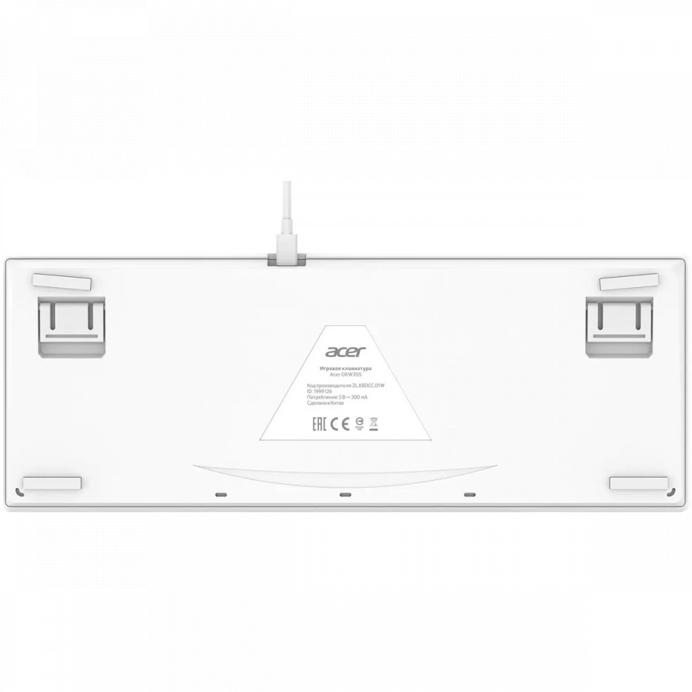 Клавиатура Acer OKW305 механическая (белый) USB for gamer LED (ZL.KBDCC.01W) Проводная, USB - миниатюра 2
