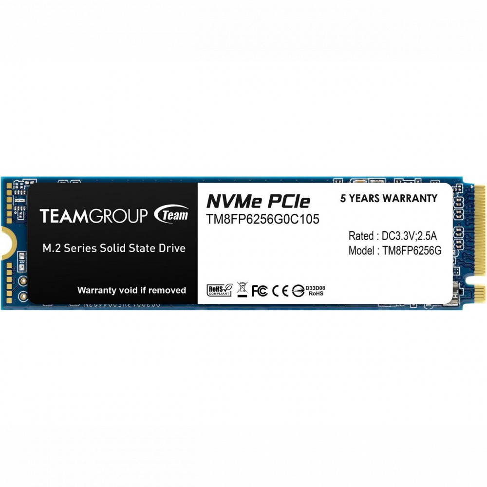 Жесткий диск Team Group MP33 TM8FP6256G0C101 SSD (твердотельные), 256 ГБ, M.2, PCIe — фото товара