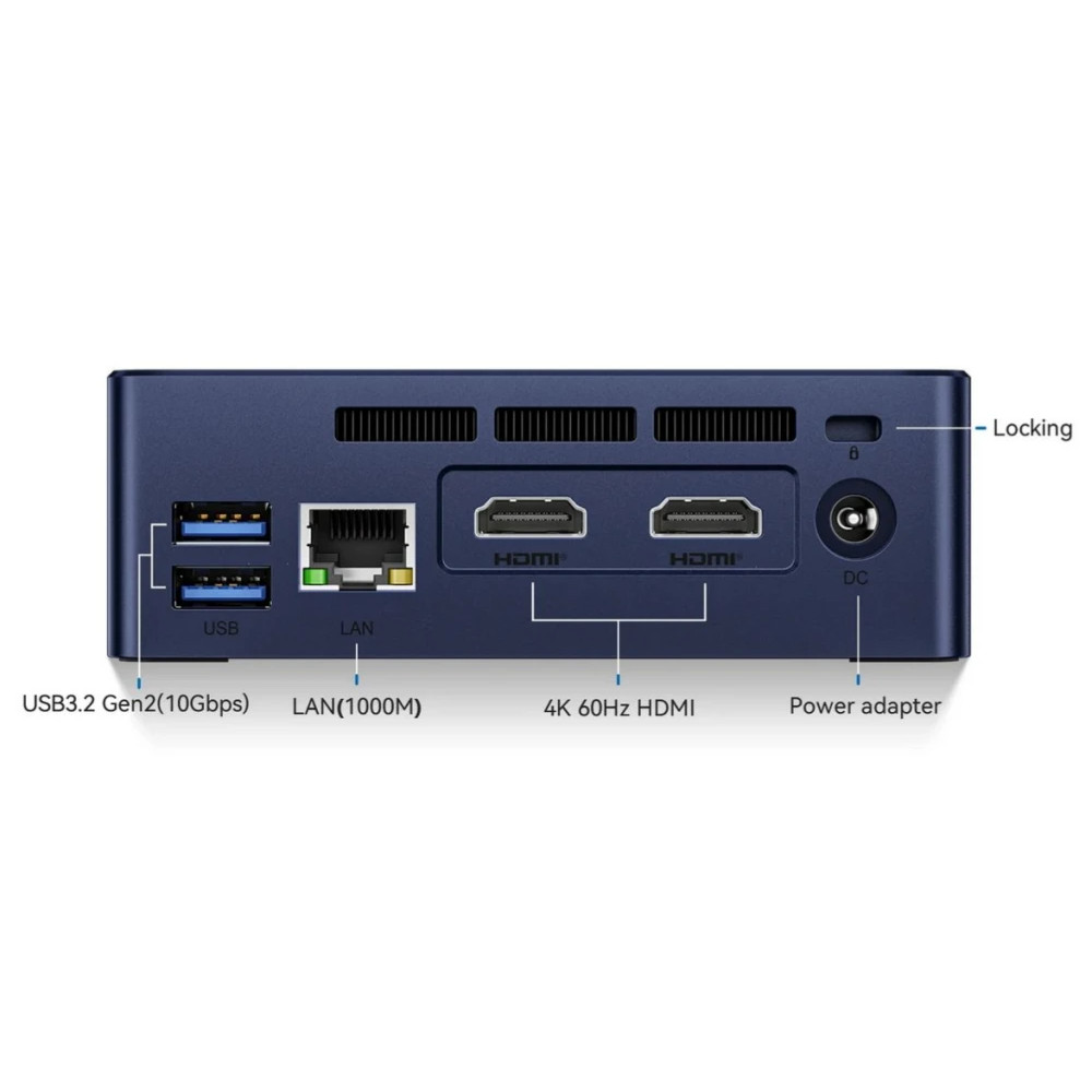 Персональный компьютер Beelink Мини S12 Navy Blue BL/MINI S12/N95/8G/256G/Navy Blue N-series, N95, 1.7, 8 Гб, DDR4-3200 - миниатюра 3