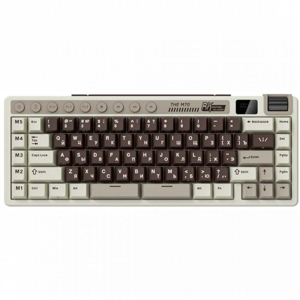 Клавиатура Royal Kludge M70 Mokko Grey (Cream Switch) 6935280827112 Беспроводная, Bluetooth - миниатюра 2