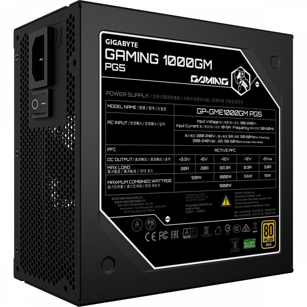Блок питания Gigabyte GP-GME1000GM PG5/PSU 1000W 1000 Вт, 80+ Gold - миниатюра 5
