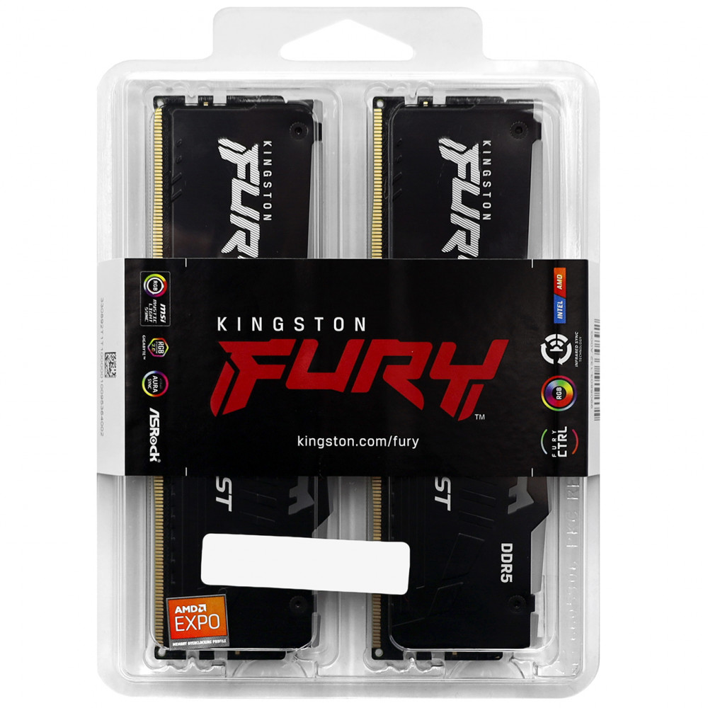 ОЗУ Kingston Fury Beast RGB KF560C30BBEAK2-64 DIMM, DDR5, 64 Гб (2 х 32 Гб), 6000 МГц - миниатюра 3