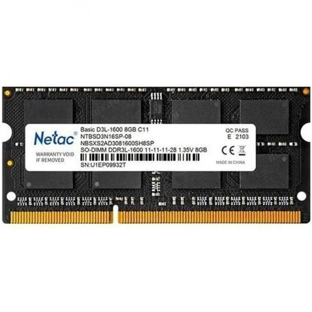 ОЗУ Netac Basic NTBSD3N16SP-08 SO-DIMM, DDR3, 8 Гб, 1600 МГц — фото товара