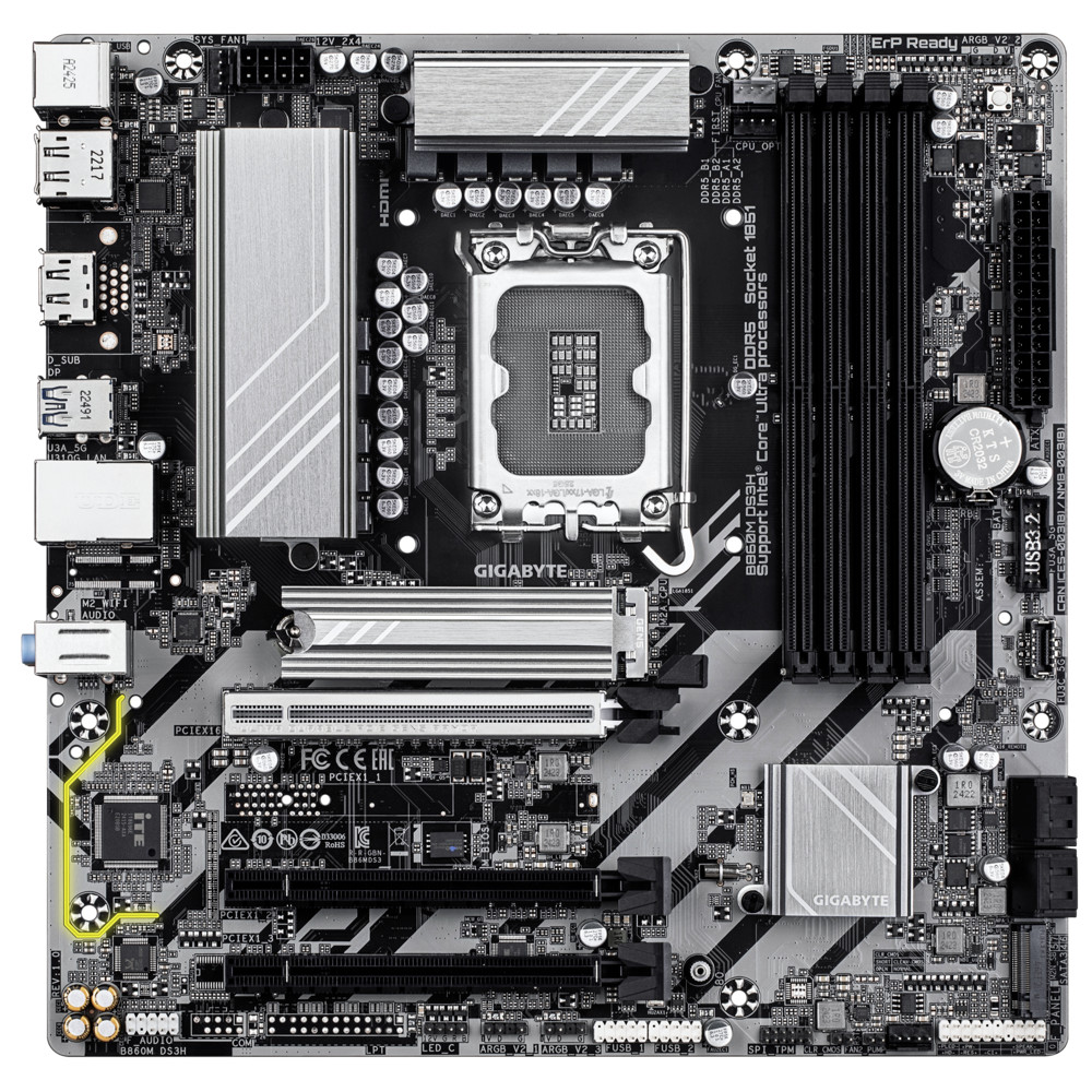 Материнская плата Gigabyte B860M DS3H rev. 1.0 Micro-ATX, LGA 1851 — фото товара