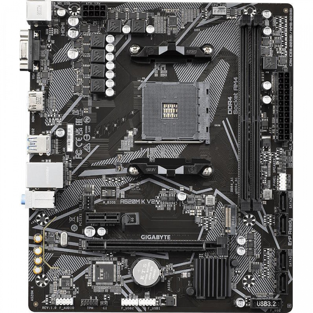 Материнская плата Gigabyte A520M K V2 Micro-ATX, AMD AM4 - миниатюра 2