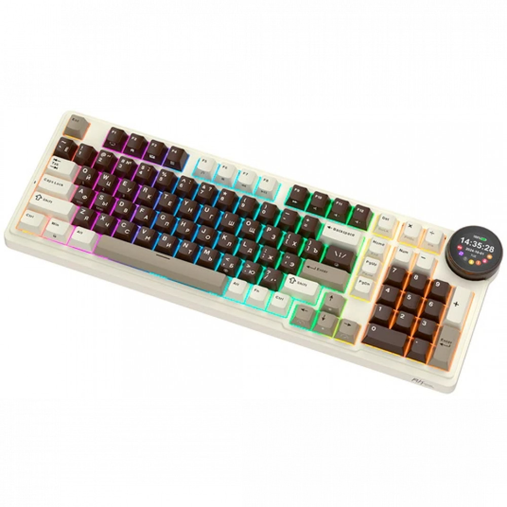 Клавиатура Royal Kludge N99 Mokko Grey (Cream Switch) 6935280828591 Беспроводная, Bluetooth - миниатюра 6