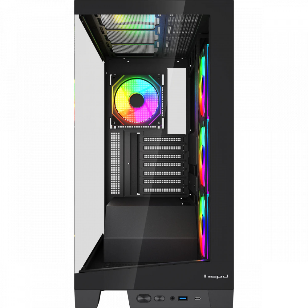 Корпус HSPD F550-TGBK-ARGB Black Mid-Tower - миниатюра 2