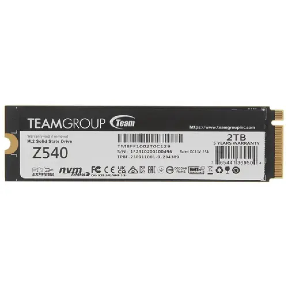 Жесткий диск Team Group T-FORCE CARDEA Z540 TM8FF1002T0C129 SSD (твердотельные), 2 ТБ, M.2, PCIe — фото товара