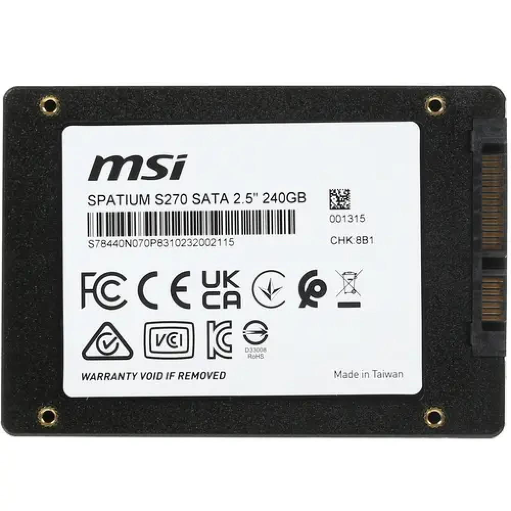 Жесткий диск MSI SPATIUM S270 S78-440N070-P83 SSD (твердотельные), 240 ГБ, 2.5 дюйма, SATA - миниатюра 2