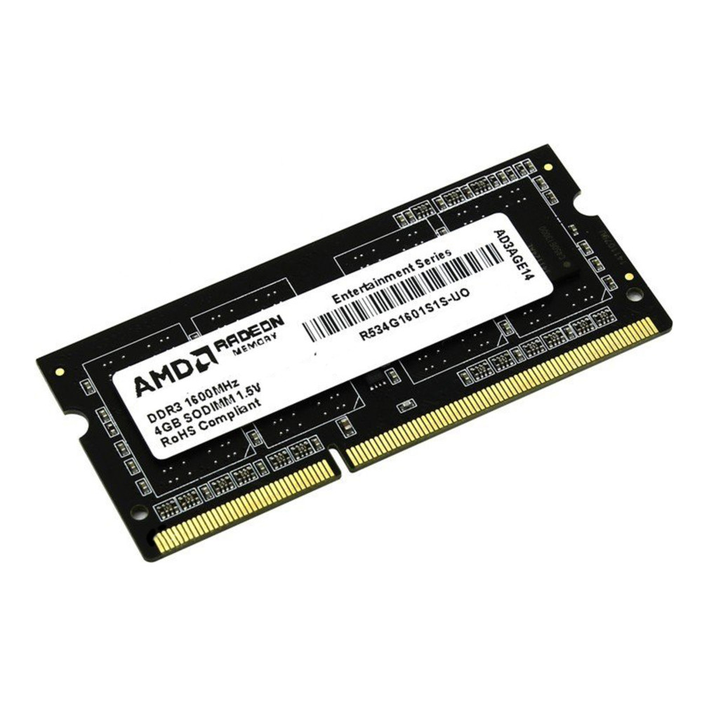 ОЗУ AMD R534G1601S1S R534G1601S1S-U SO-DIMM, DDR3, 4 Гб, 1600 МГц — фото товара