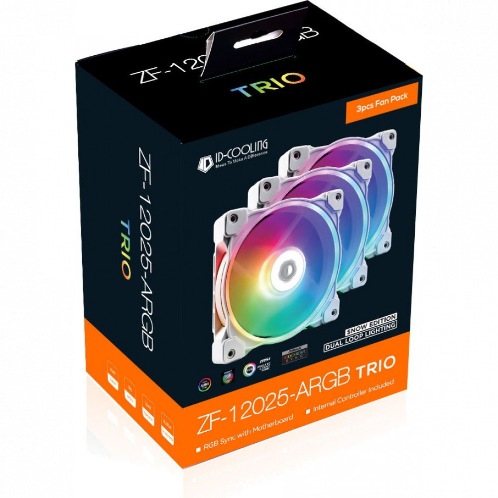 Система охлаждения ID-Cooling ID-FAN-ZF-12025-ARGB-TRIO-SNOW Для системного блока - миниатюра 5