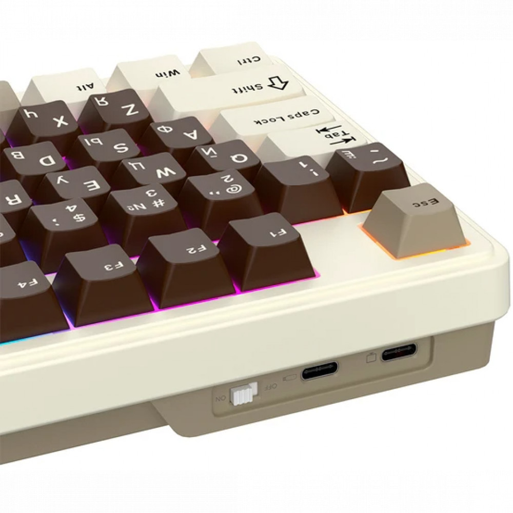 Клавиатура Royal Kludge N99 Mokko Grey (Cream Switch) 6935280828591 Беспроводная, Bluetooth - миниатюра 9