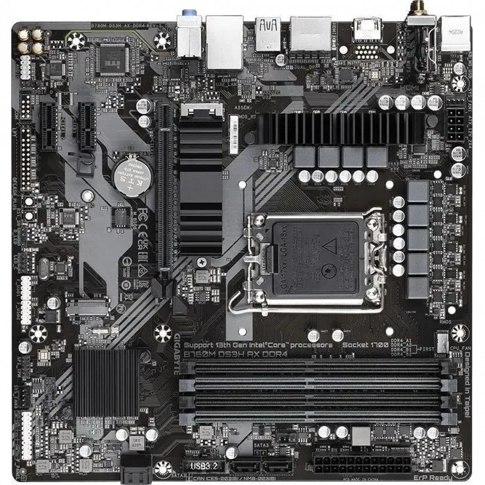 Материнская плата Gigabyte B760M DS3H AX DDR4 B760M DS3H AX DDR4 (REV 1.3) Mini-ATX, LGA 1700 — фото товара