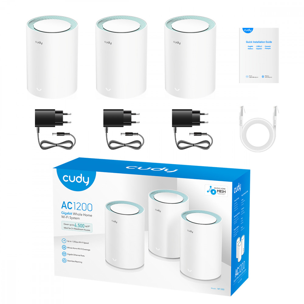 Маршрутизатор для дома CUDY Wi-Fi система AC1200 M1300(3-Pack) - миниатюра 3