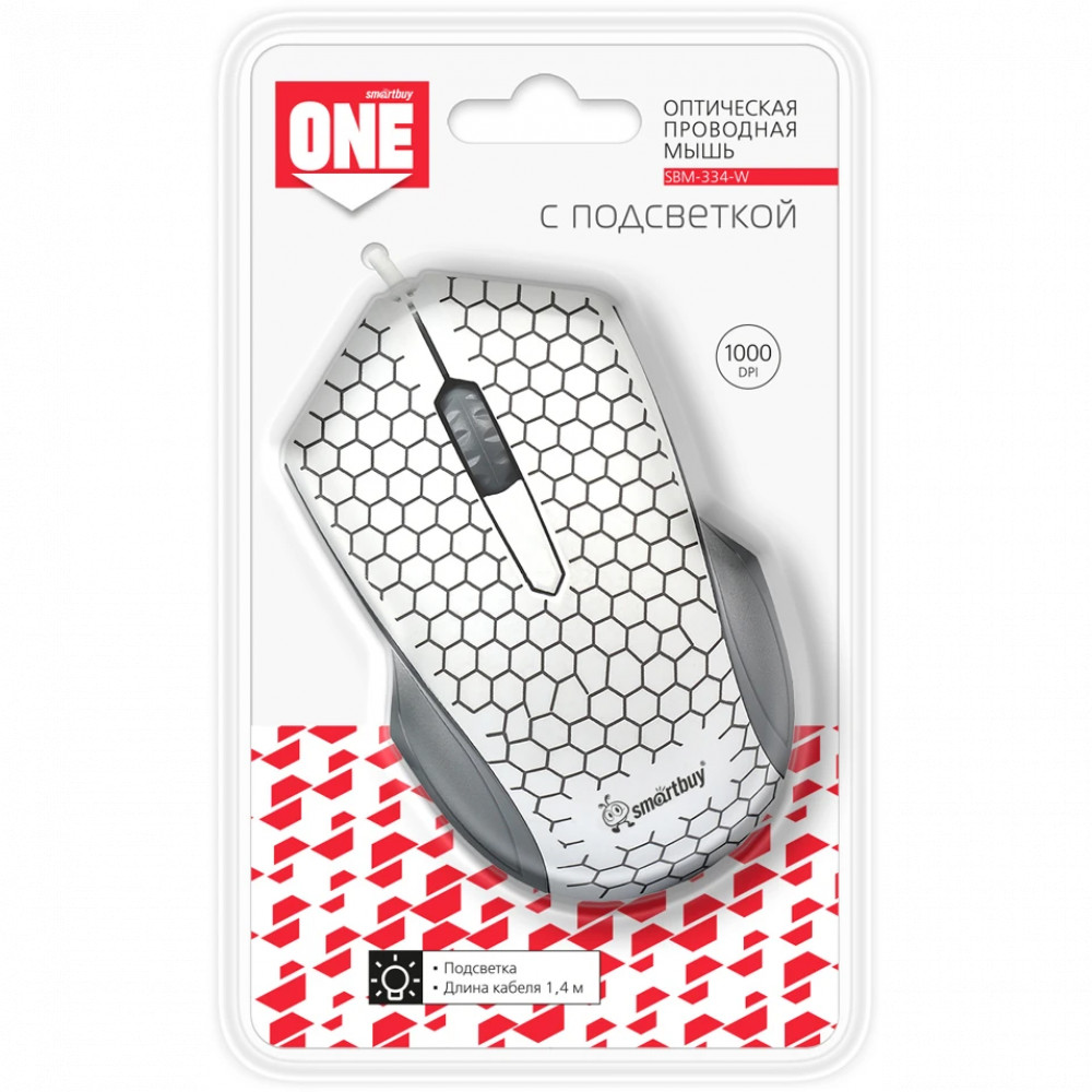 Мышь SmartBuy ONE 334 White SBM-334-W Бюджетные, Проводная - миниатюра 4