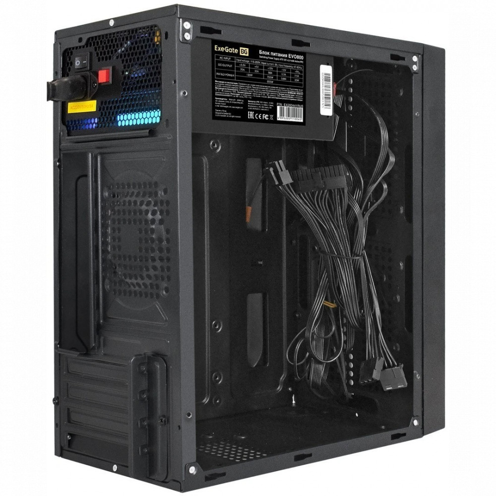Корпус ExeGate mEVO-9301-EVO800 Black EX296070RUS Mini-Tower - миниатюра 2