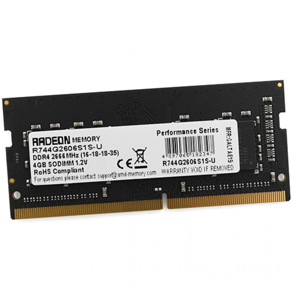 ОЗУ AMD Radeon R7 Performance R744G2606S1S-U SO-DIMM, DDR4, 4 Гб, 2666 МГц — фото товара