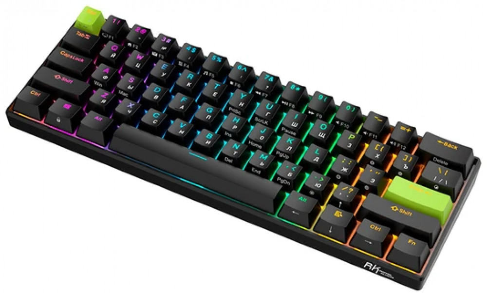 Клавиатура Royal Kludge C61 Black Green (Mint Switch) 6935280827976 Проводная, USB - миниатюра 6