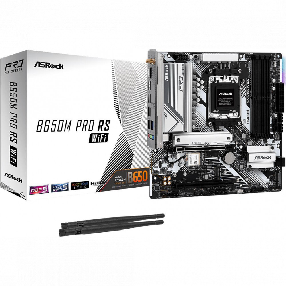 Материнская плата ASRock B650M PRO RS WIFI Micro-ATX, AMD AM5 - миниатюра 6