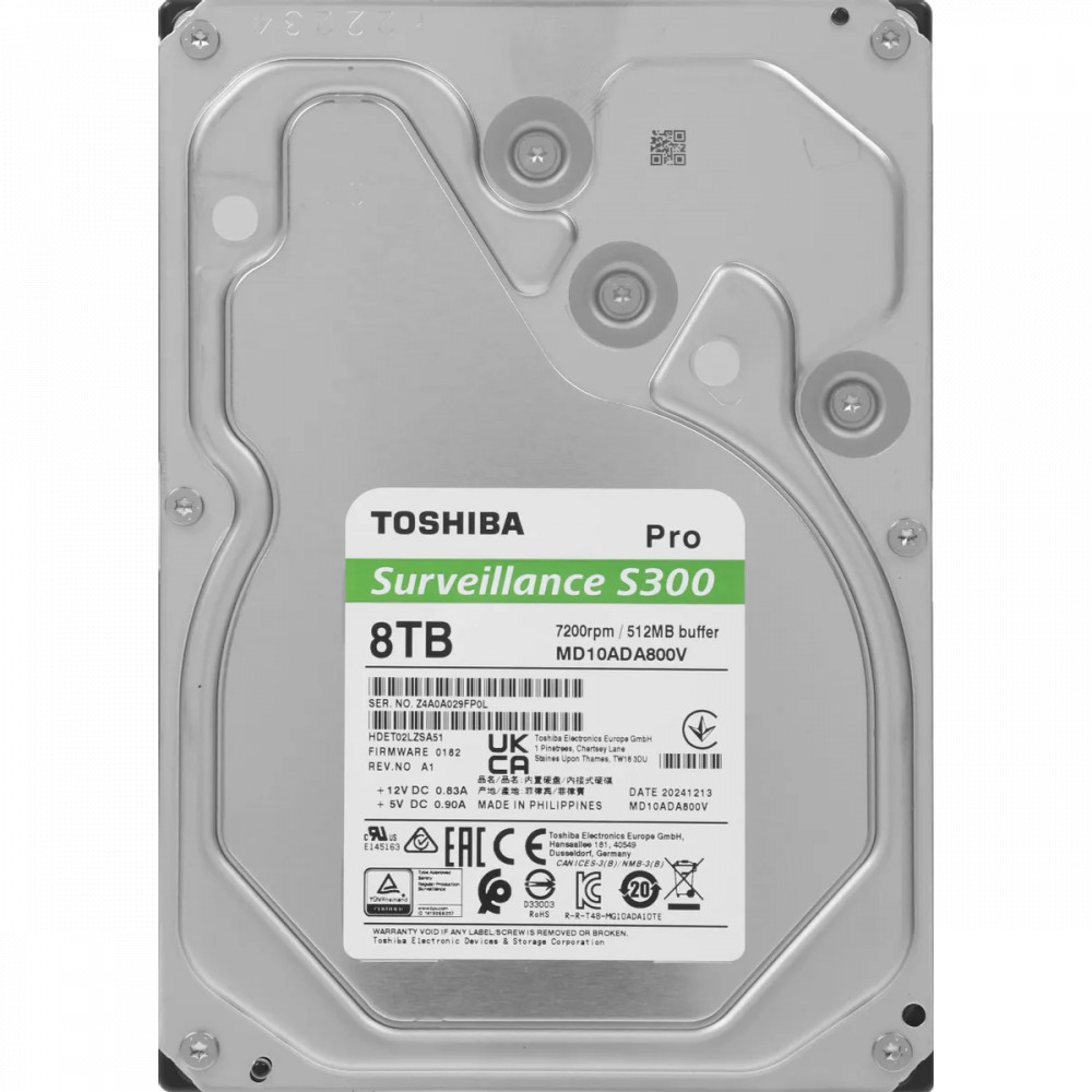 Жесткий диск Toshiba S300 Pro MD10ADA800V HDD (классические), 8 ТБ, 3.5 дюйма, SATA — фото товара