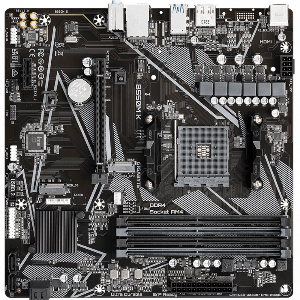 Материнская плата Gigabyte B550M K DDR4 Micro-ATX, AMD AM4 - миниатюра 3